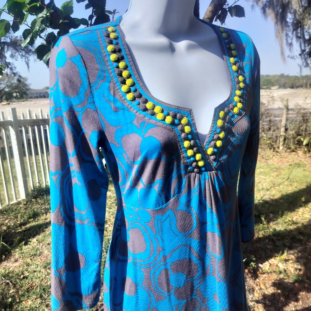 Boden Stylish Blue and Gray Jeweled Dress Sz 4